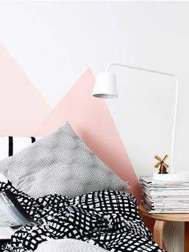 wallpaper design ideas pink triangle mountain wall
