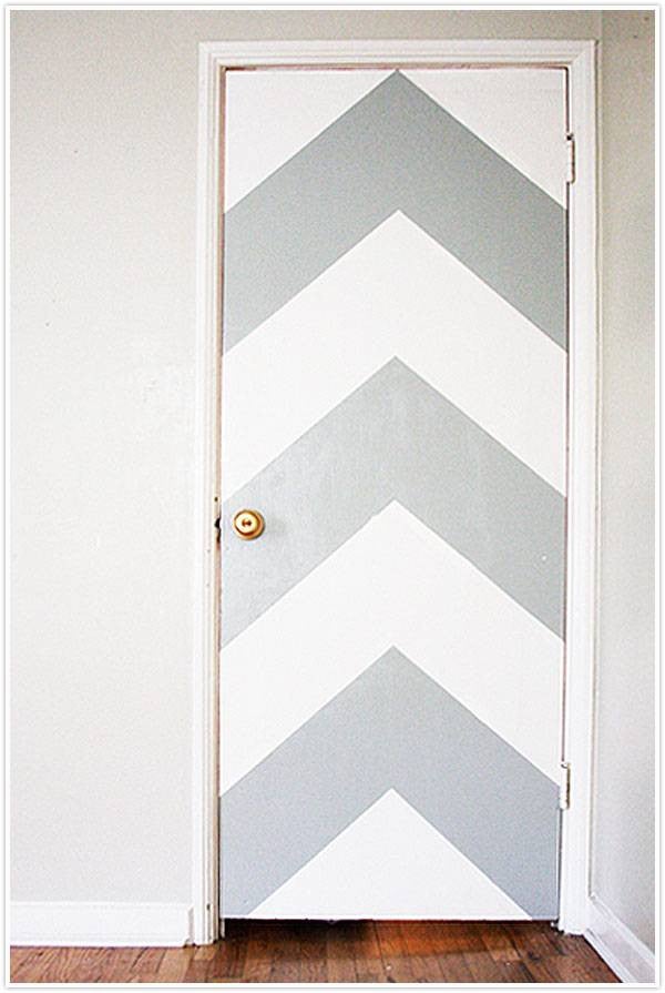 painted door metallic chevron door