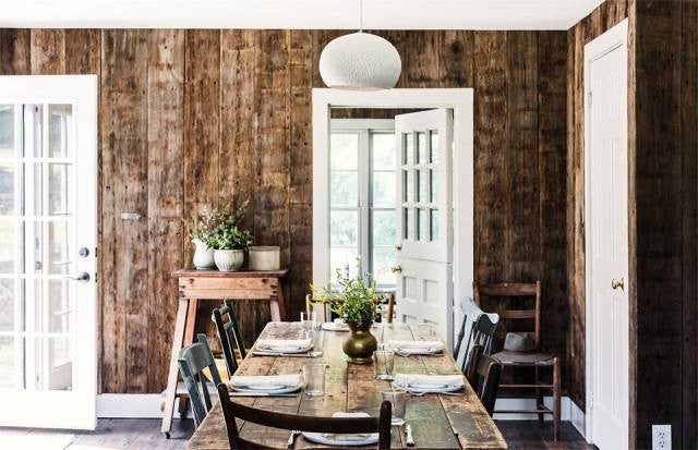 Rustic Country Cottages Farmhouses Wood Panel Dining Room