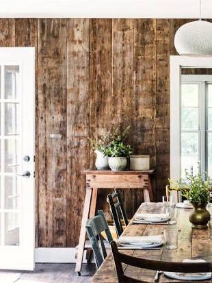Rustic Country Cottages Farmhouses Wood Panel Dining Room