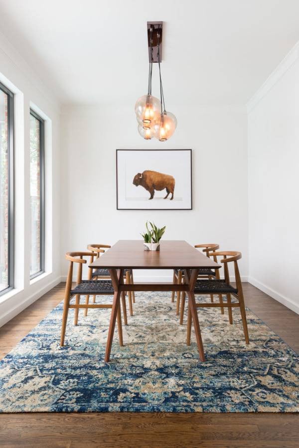 art trends bison print in dining room