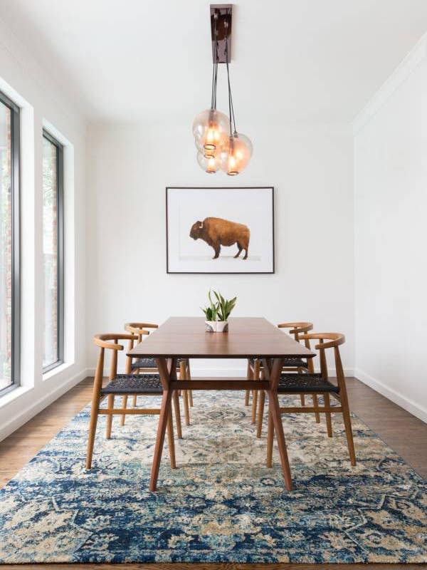 art trends bison print in dining room
