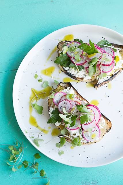 best vegetable recipes radish and goat cheese toast