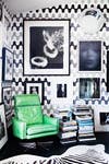 nail color trends black and white wallpaper with green chair