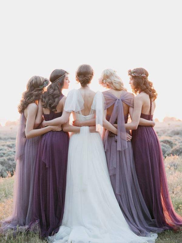wedding color trends ombre purple bridesmaid dresses