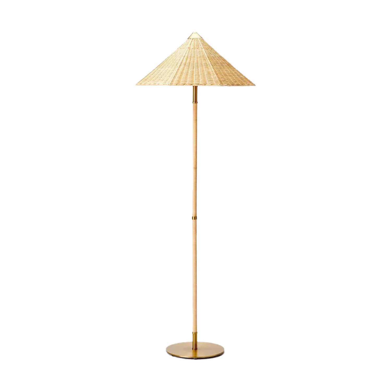 Floor Lamp with Tapered Rattan Shade Brown