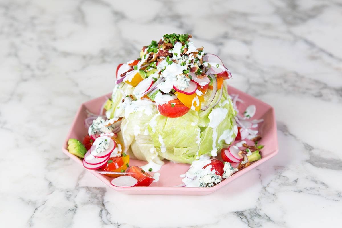 Iceberg Wedge Salad Recipe Salad On Pink Plate