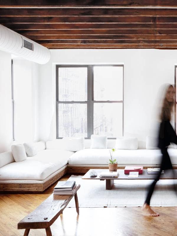 Daphne Javitch & Pali Xisto Cornelsen's Lower East Side Home White and Wood Living room