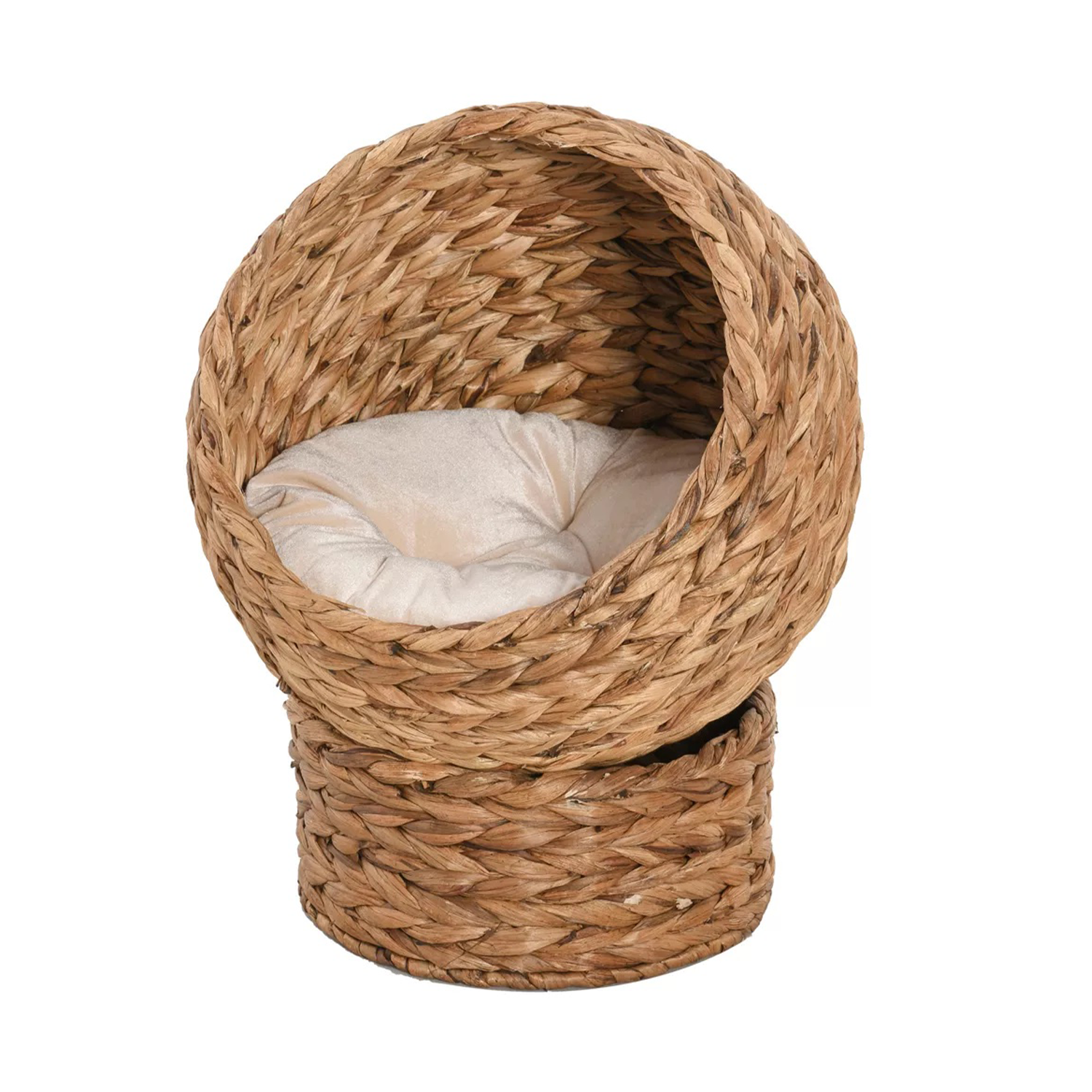 PawHut 20" Natural Braided Elevated Cat Bed