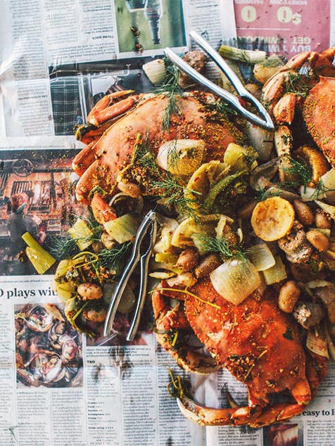 Maryland Crab Boil Crab On Newspaper