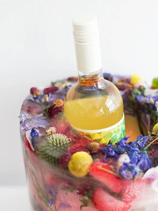 DIY Fruit And Flowers Ice Bucket close up