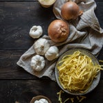 a healthier alfredo: creamy yogurt pasta with caramelized onions & roasted garlic