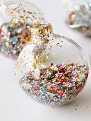 diy festive glitter dust ornaments