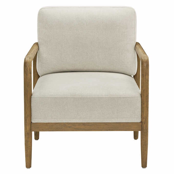 neutral chair with wood frame