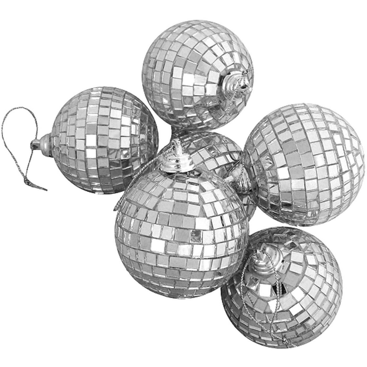 Northlight 6ct Silver Splendor Mirrored Glass Disco Ball Christmas Ornaments