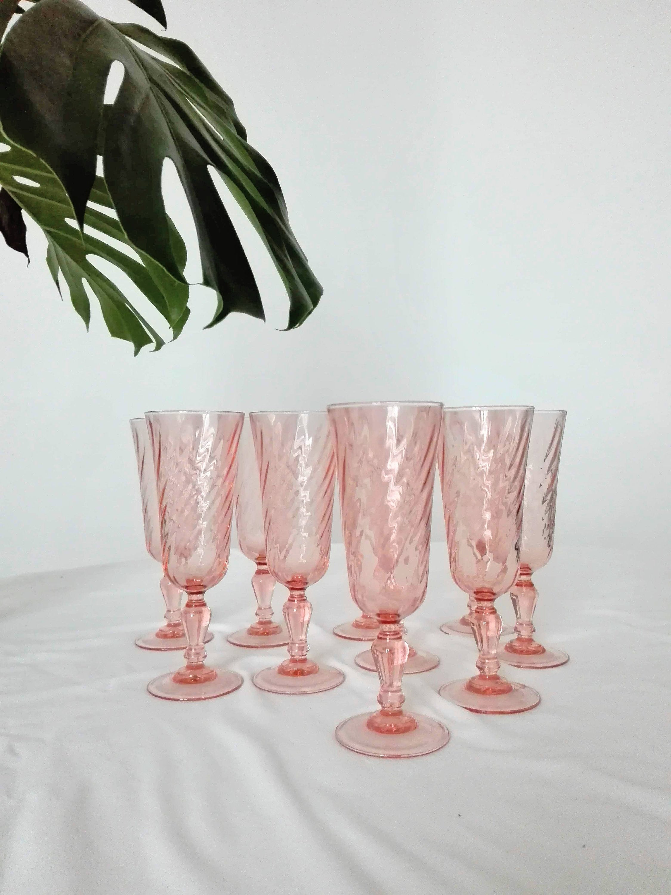 9 Pink Champagne Flutes