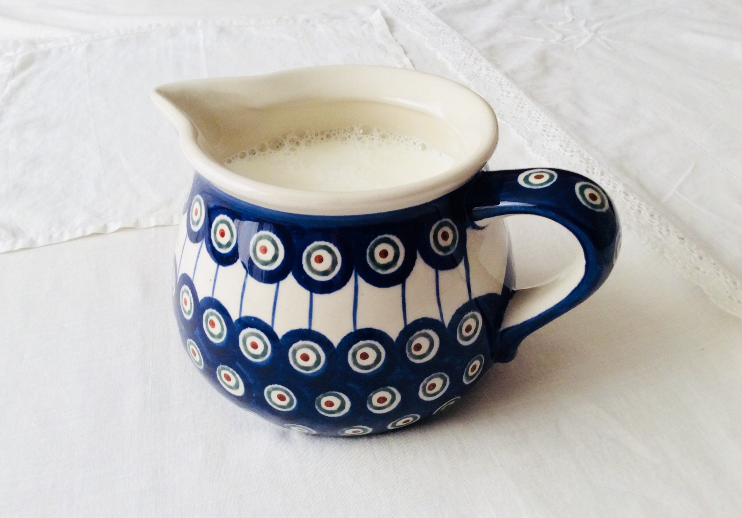 Vintage Boleslawiec Four Cup Ceramic Milk Pitcher