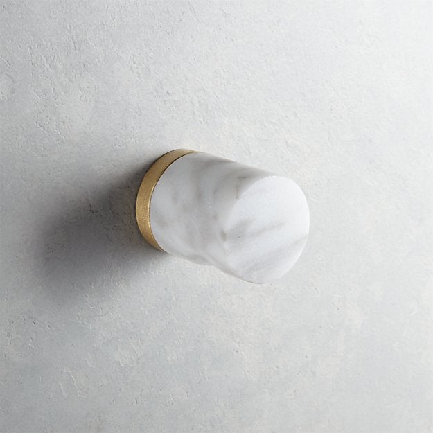 white marble notched cylinder knob