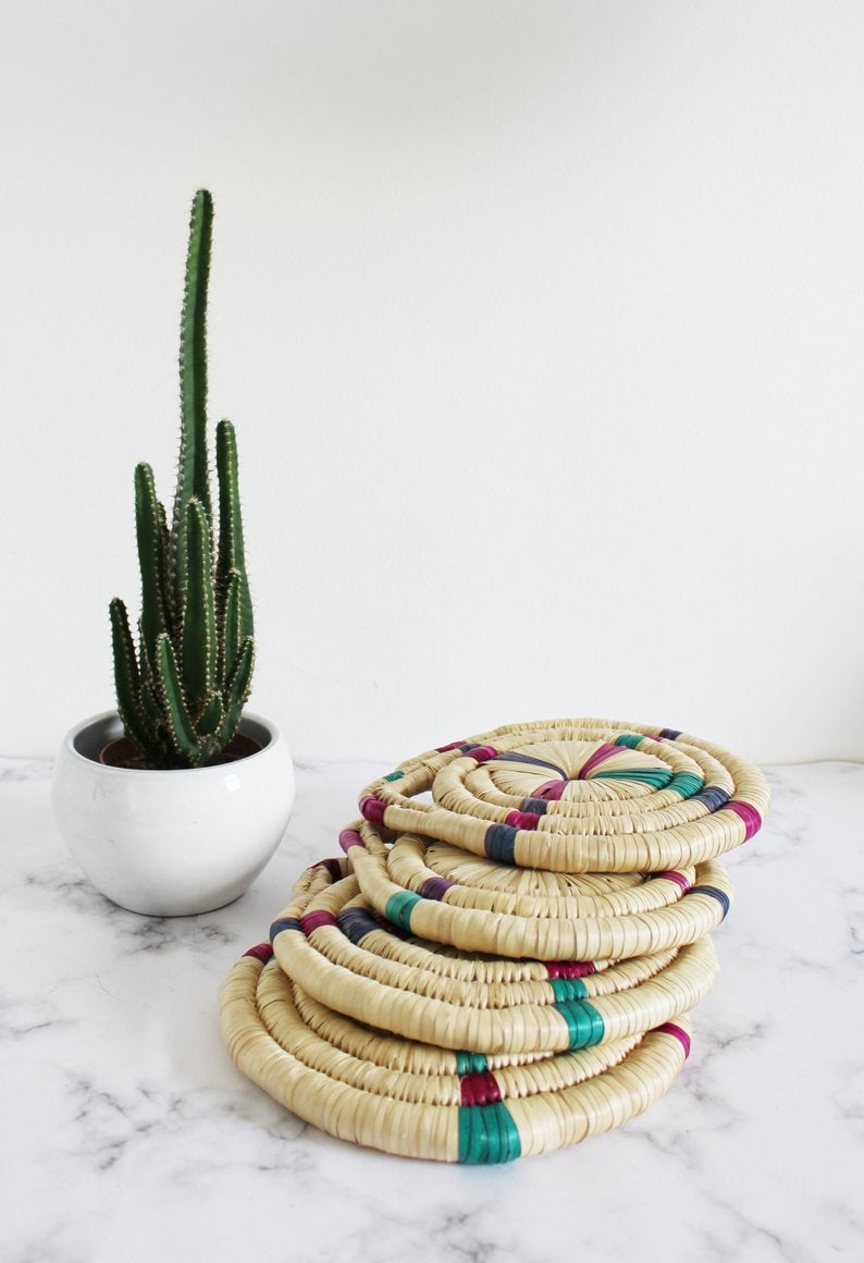 Four hand woven moroccan trivet_s 4 small