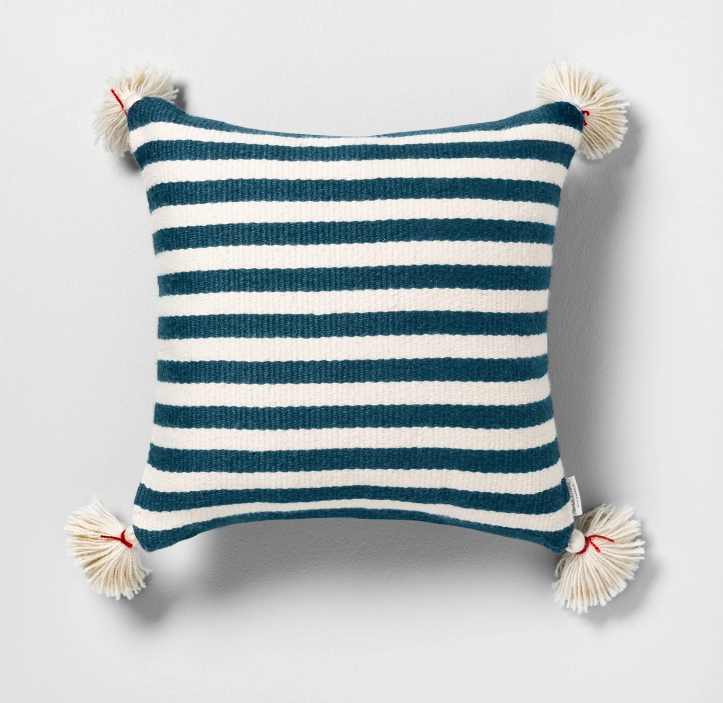 Outdoor Toss Pillow Blue Stripe with Tassels
