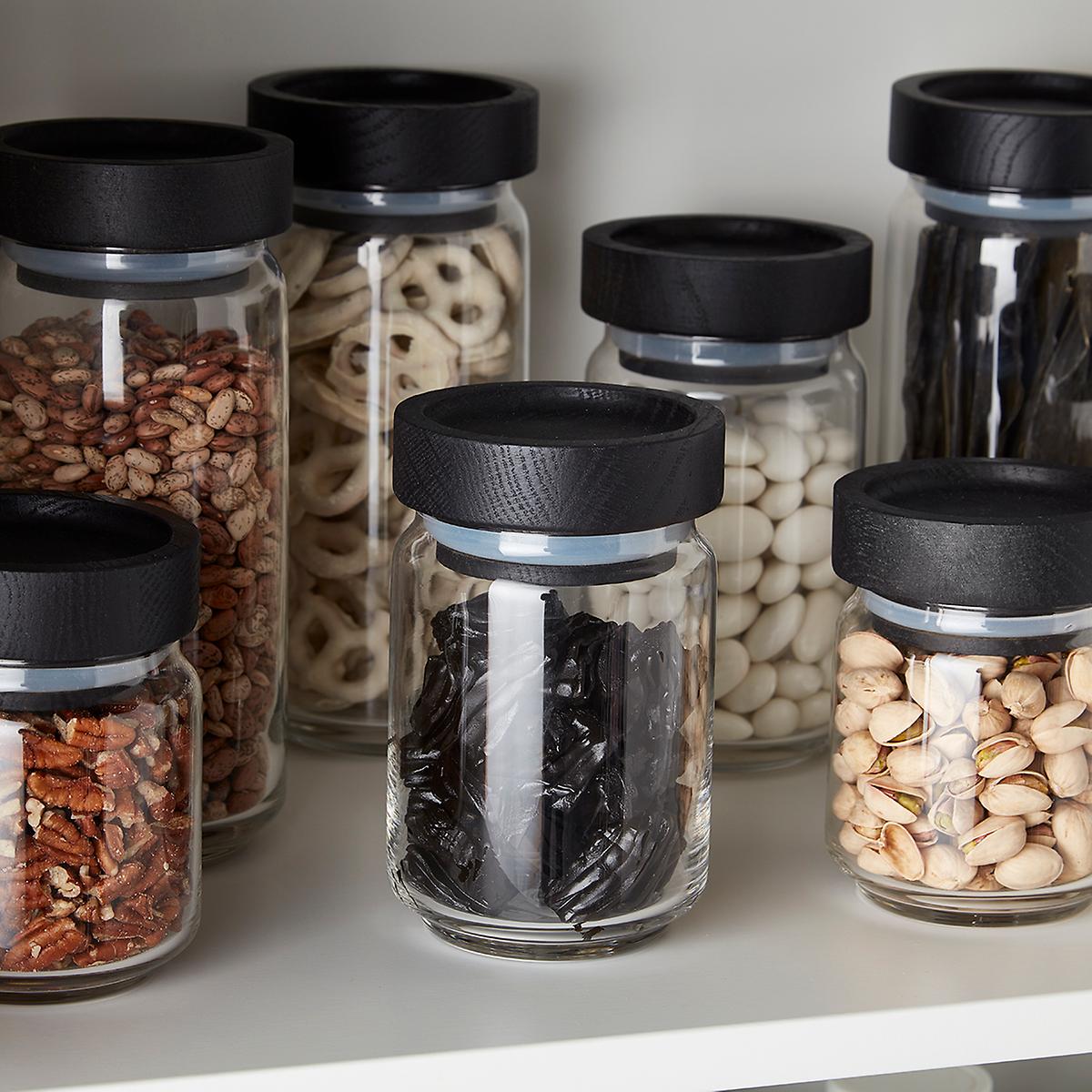 Artisan Glass Canisters with Black Lids
