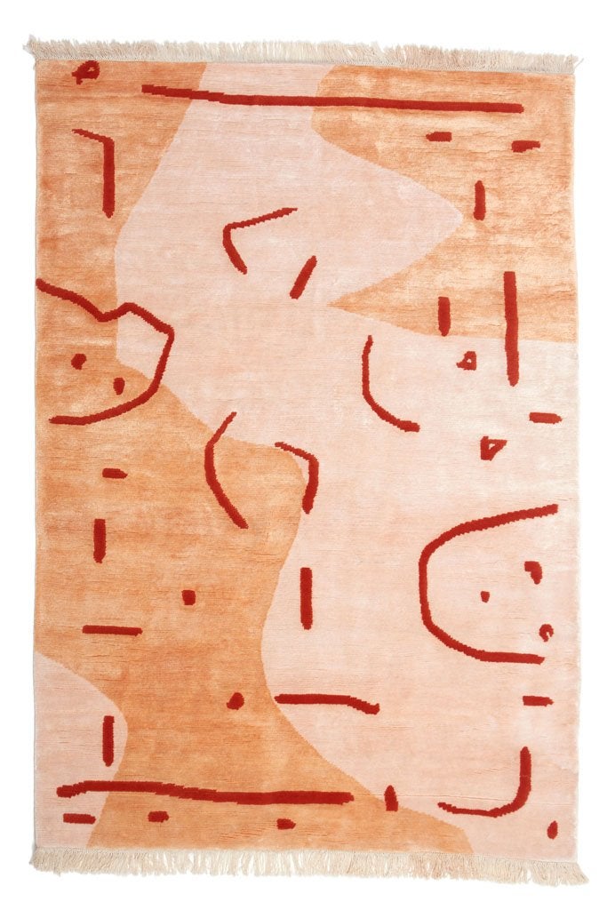 ABSTRACT VASE HAND-KNOTTED RUG