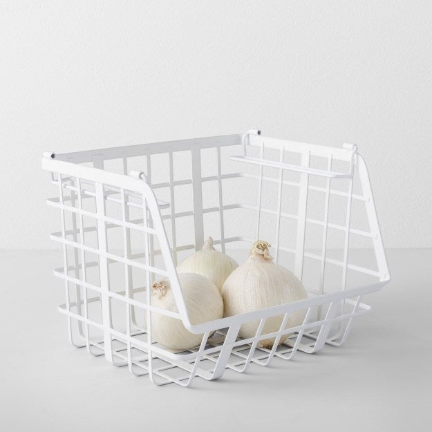 Open Front Stackable Basket White