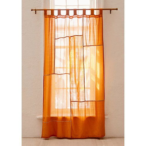 Sheer Orange Patchwork Curtains by Urban Outfitters
