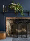 navy blue fireplace