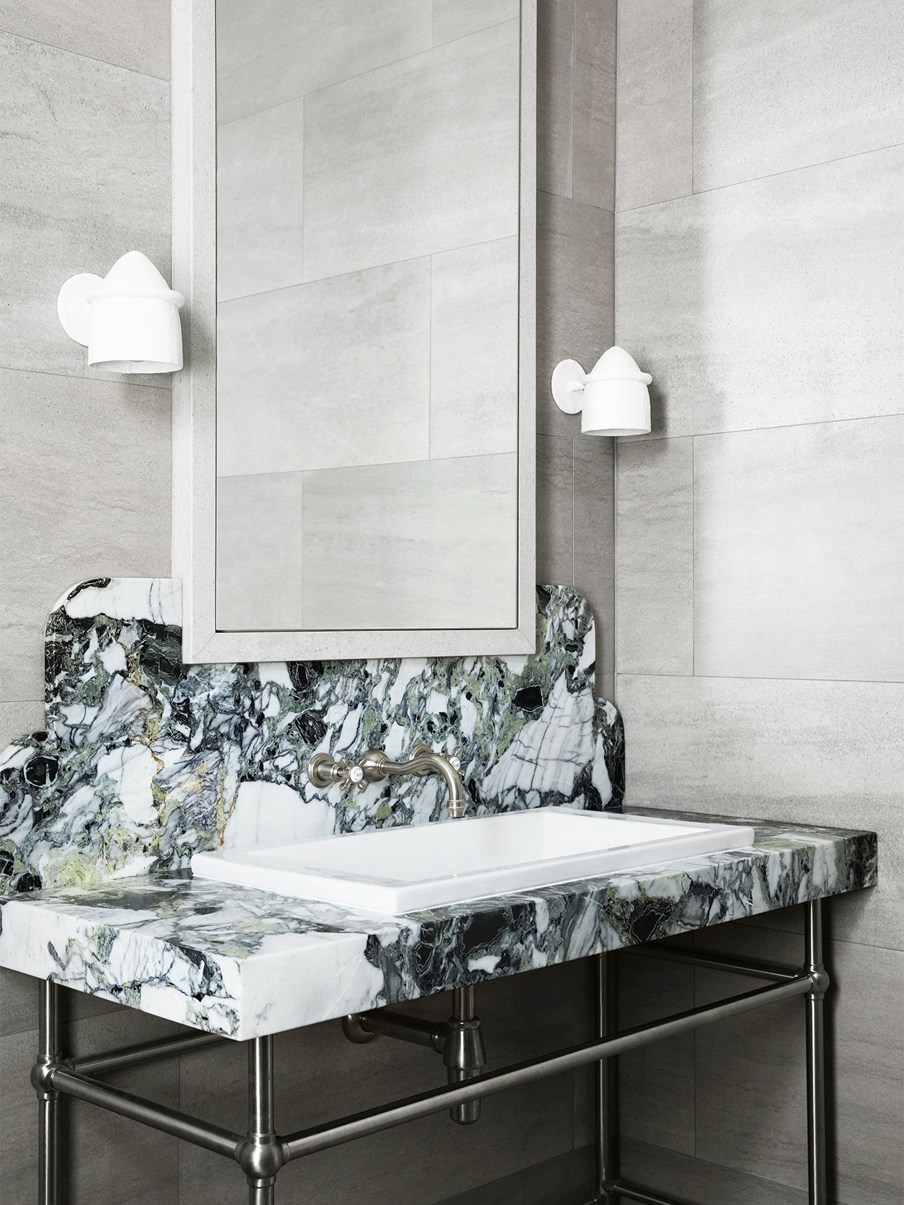 Sydney bathroom with green marble vanity
