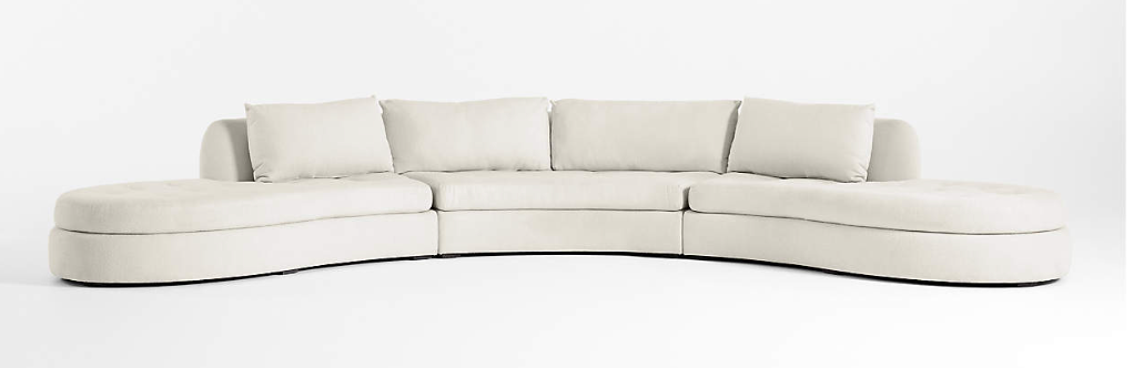 Long white curved sofa