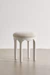 white wood upholstered stool