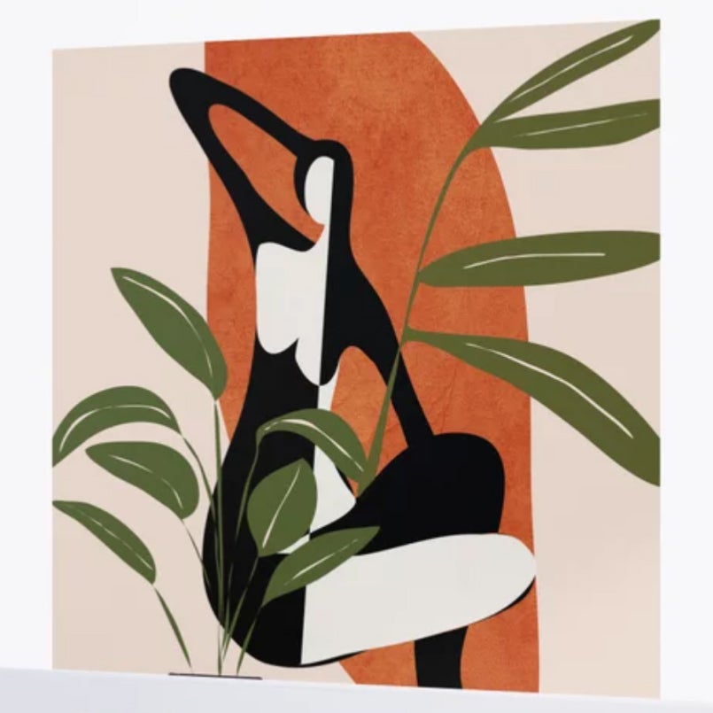 wall mural featuring abstracted female figure