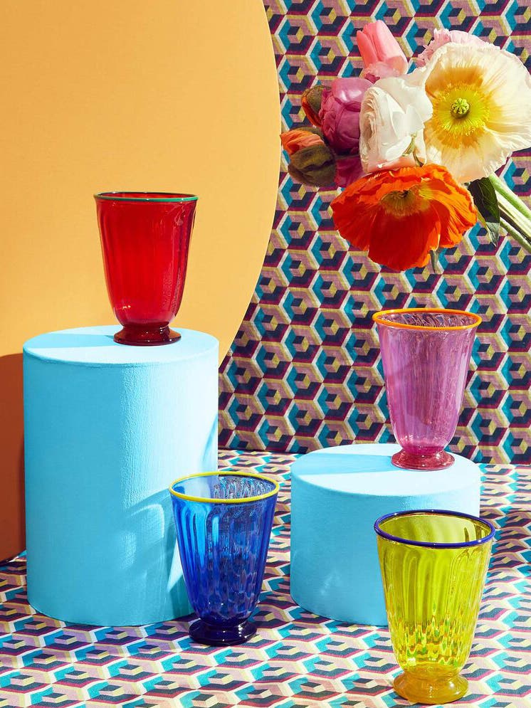 Color-Blocked Glassware Is the First Step to a Bolder Space