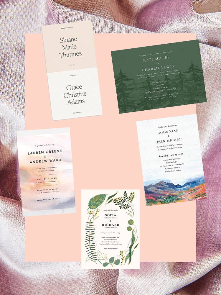 collage of wedding invitations