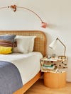 bedside tables with a shelf top made of terrazzo