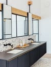 double sink vanity with ribbed storage bottom