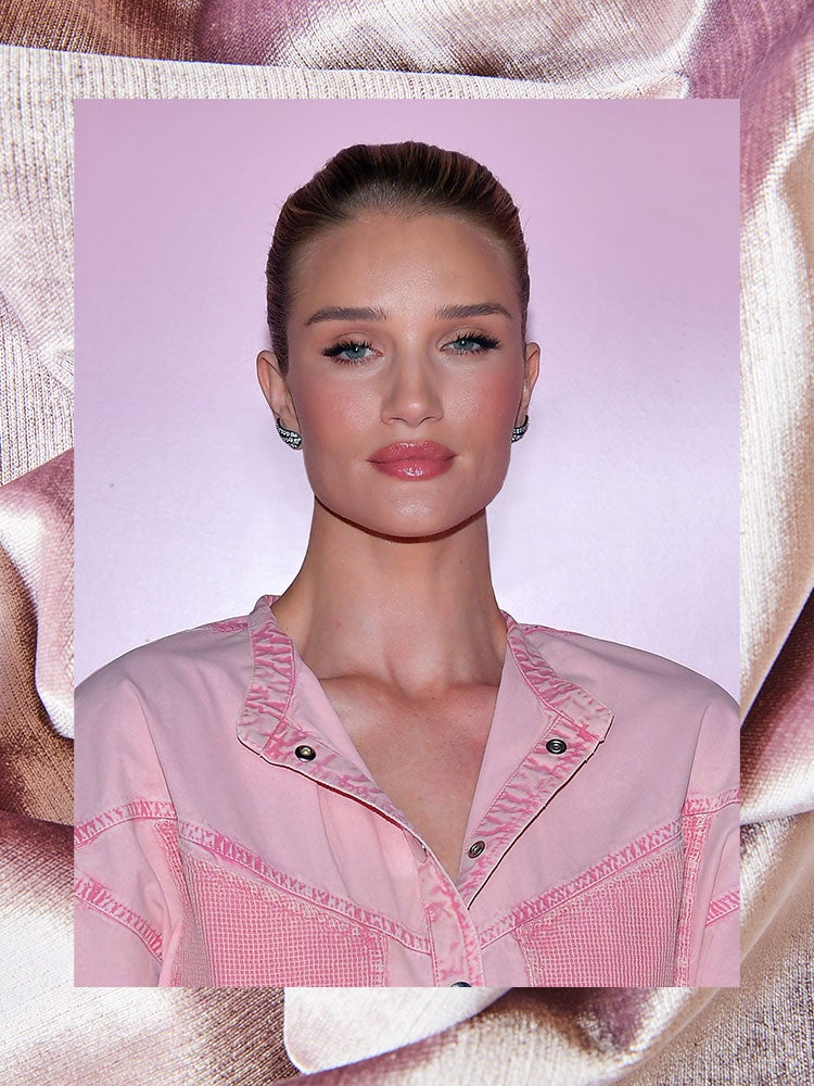 rosie huntington whitely in a pink jacket