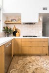 Kitchen with pink tile