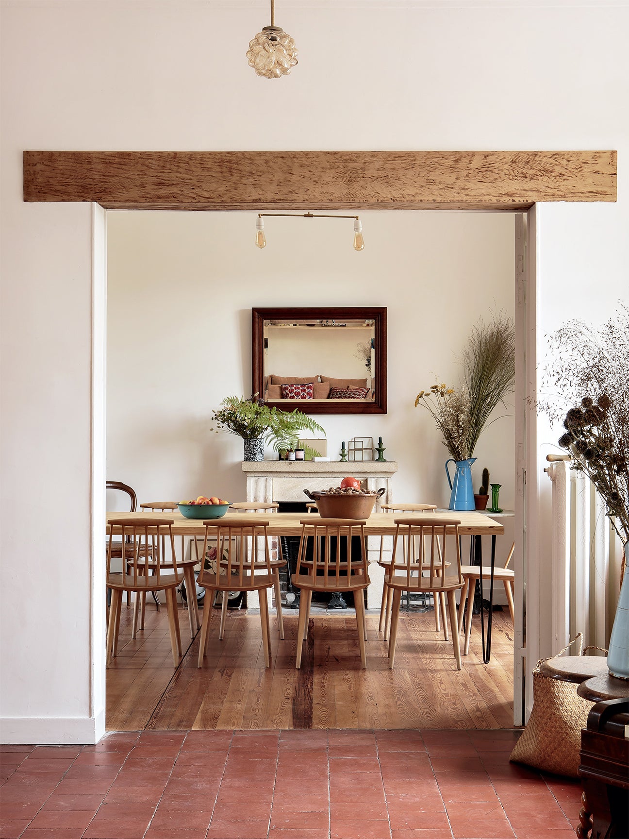 Dining room with terra cotta floors