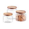 Glass jars with wooden tops