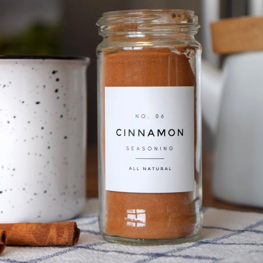 Jar of cinnamon with minimalist label