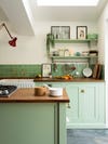 green mint kitchen cabinets