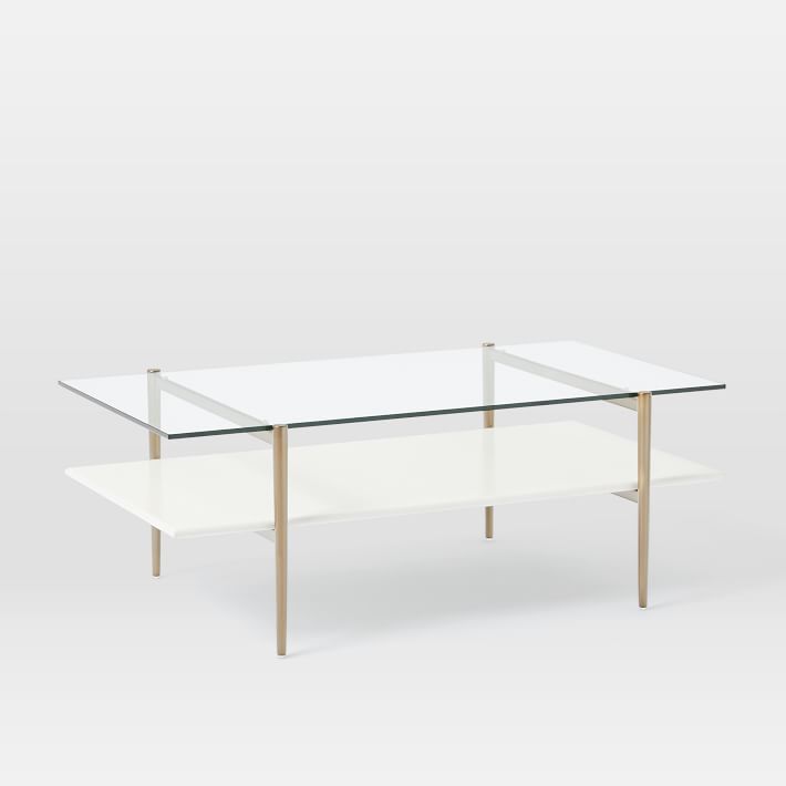 white and glass rectangular coffee table