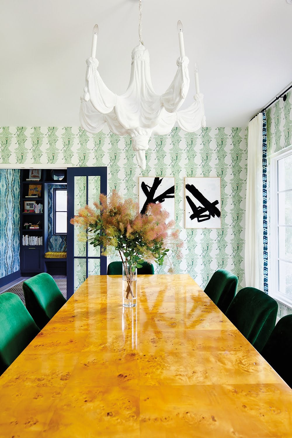 dining table with emerald charis