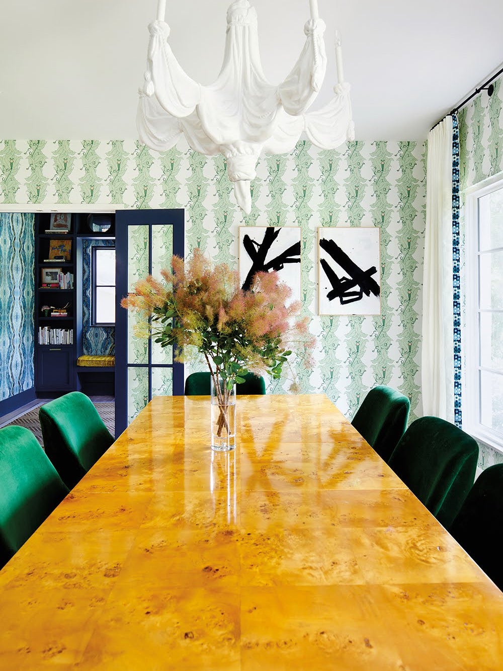 dining table with emerald charis