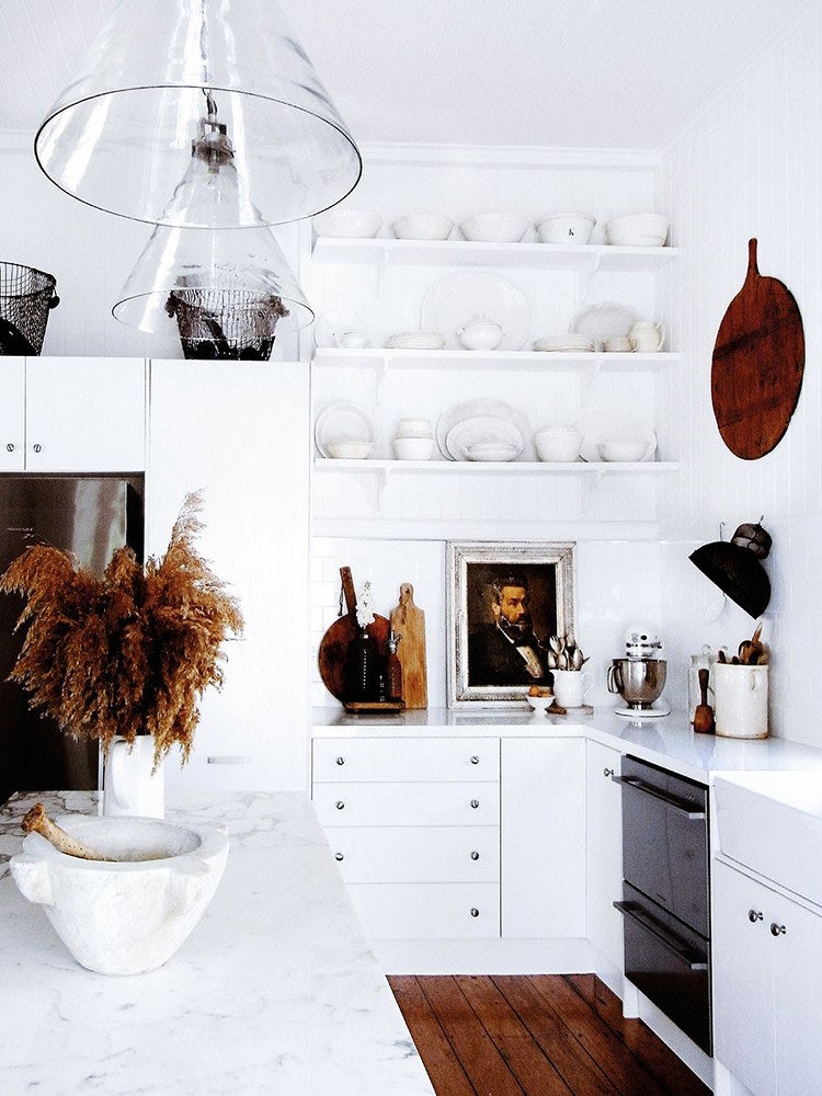 bright white space filled with vintage decor