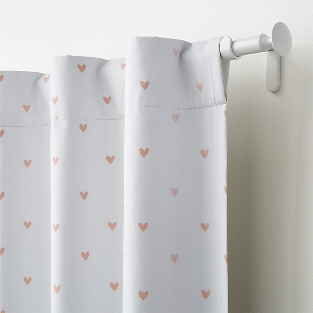 White and pink heart curtains