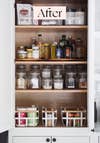 after photo of a tidy pantry cabinet with shelves