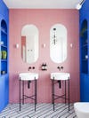 pink and blue bathroom double sinks